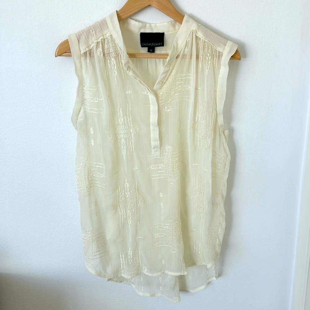 Sheer Sleeveless Boho Embroidered Top